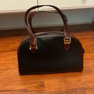 BALLY B Logos 2Way Shoulder Hand Bag Leather Black and Brown Gold Italy